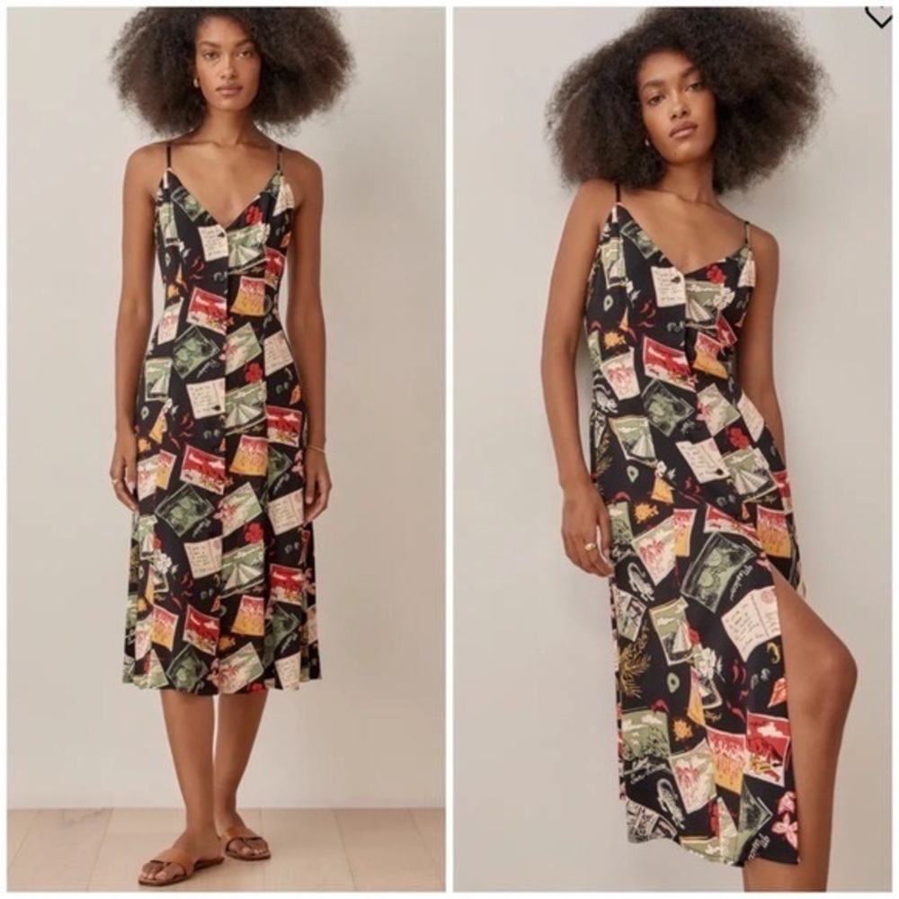 Reformation Gemstone Dress in Postcards, NWT, Sz 8